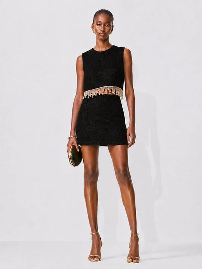 Paloma Rhinestone Tassel Mini Skirt Set
