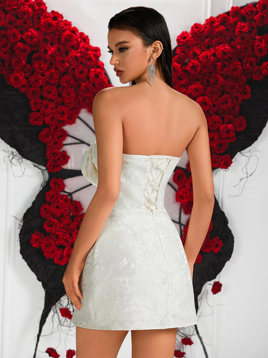 Marina 3D Floral Strapless Mini Dress