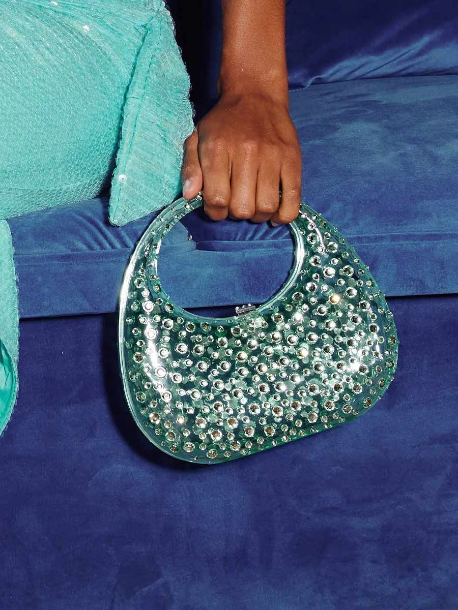 Aileen Diamante Embellished Acrylic Clutch Bag
