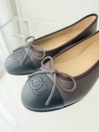 ballet flats brown mix black lambskin 566819