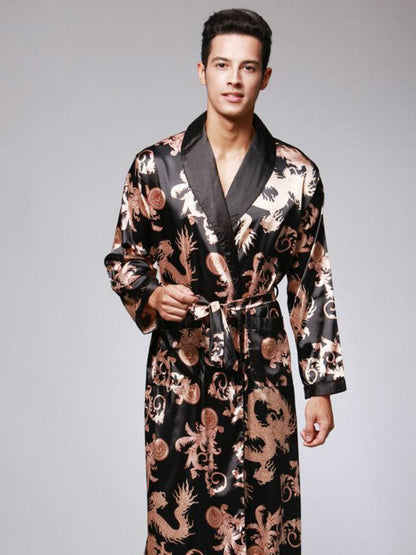 Silk Summer Men'S Nightgown Bathrobe