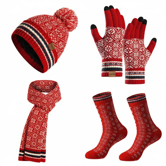 Christmas Winter Warm Knit Beanie Scarf Set