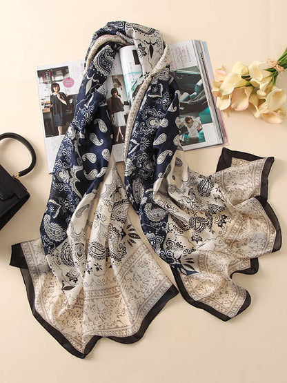 Vintage Silk Imitation Printed Shawl&Scarf