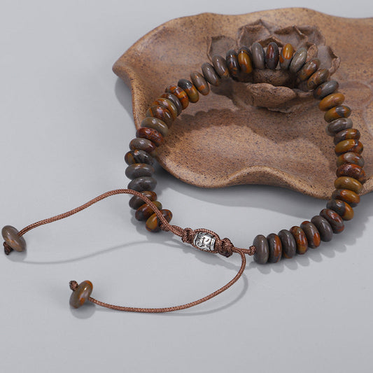 Bracelet Bamboo Leaf Stone Abacus Beads Beaded Vintage Silver Jewelry Creative Pull-Off Bracelet Woman