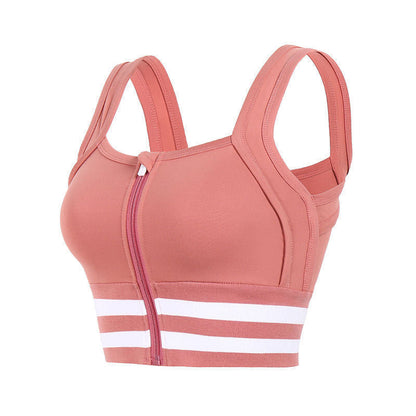 Sport Yoga Bra Women Wearing Fitness Underwear Shock-Proof Gathered Running Bra Front Zipper Design Vest.