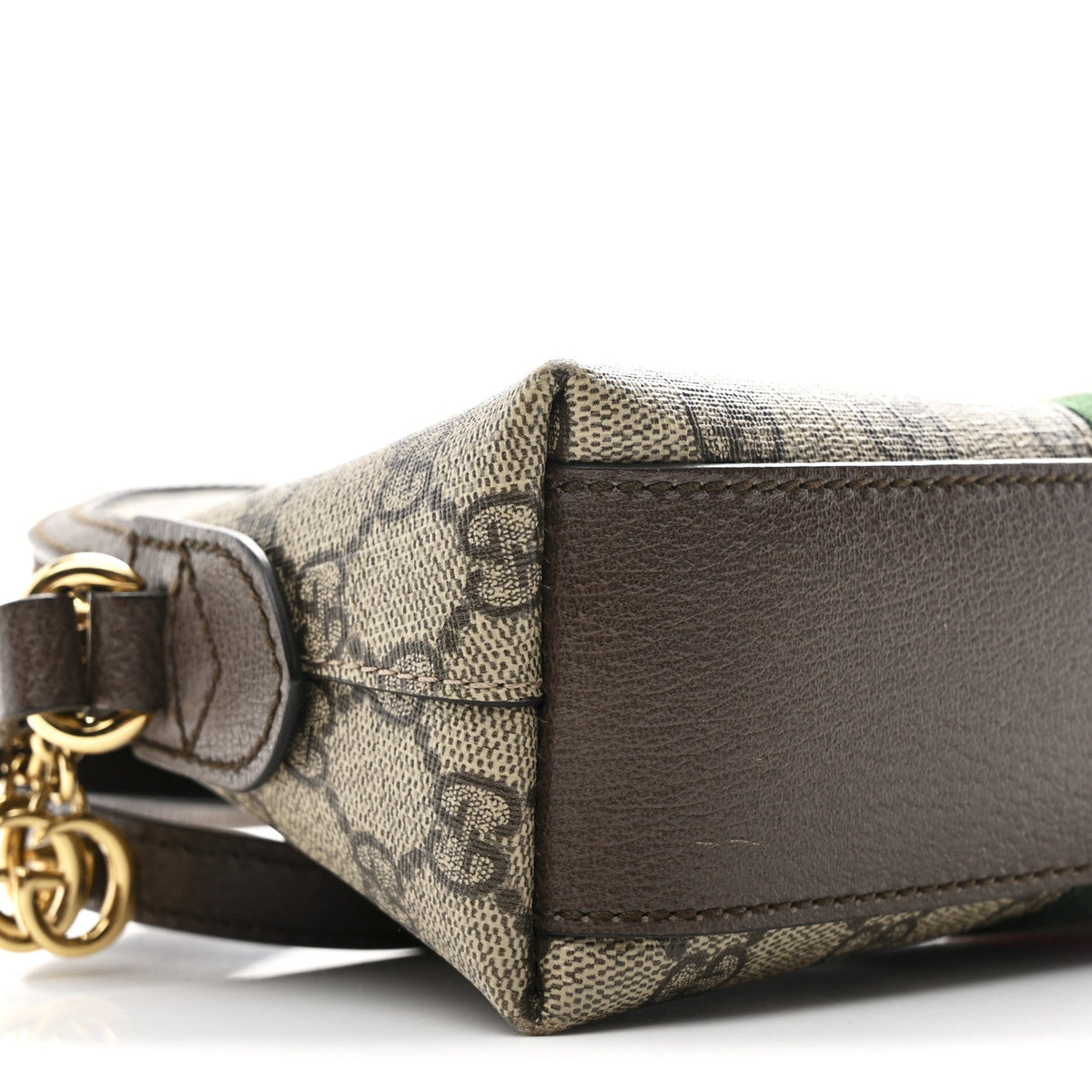 GG Supreme Monogram Textured Dollar Calfskin Web Small Ophidia Dome Shoulder Bag Beige Ebony New Acero