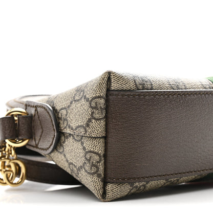 GG Supreme Monogram Textured Dollar Calfskin Web Small Ophidia Dome Shoulder Bag Beige Ebony New Acero