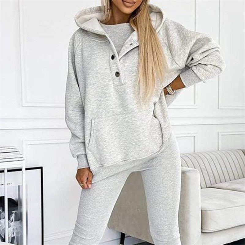 Solid Color Hooded Sports Casual Sweatshirt