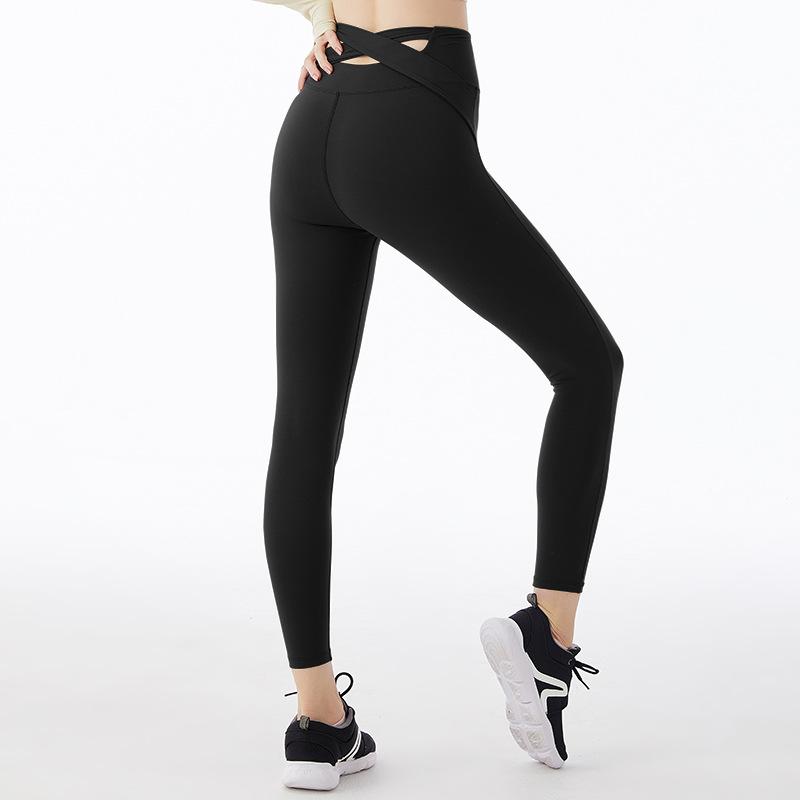 Peach Hip Cross High Waist Yoga Pants Hip-Lifting Elastic Fitness Sweatpants