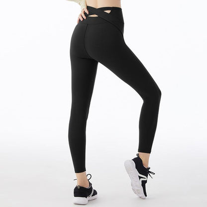 Peach Hip Cross High Waist Yoga Pants Hip-Lifting Elastic Fitness Sweatpants