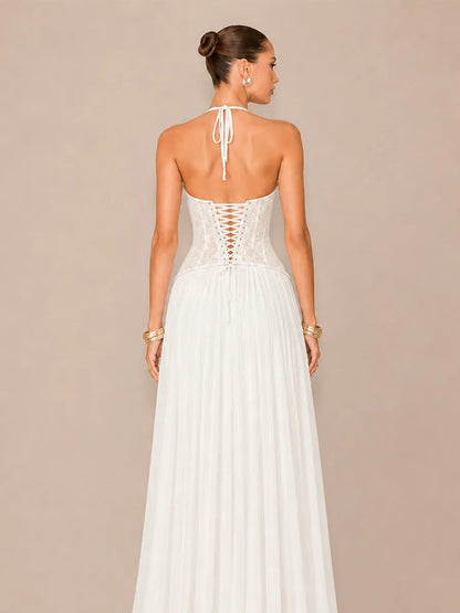 Kamila Ruched Halter-Neck Bodycon Maxi Dress