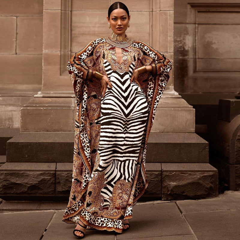 New Women'S Middle Eastern Printed Skirt Large Loose Robe