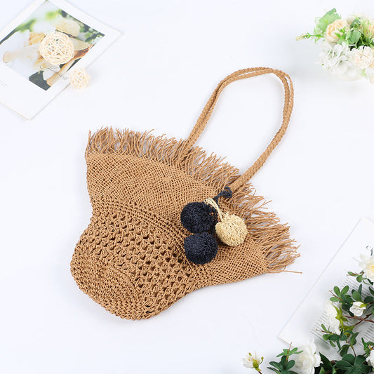Straw Beach Bag Summer Versatile Holiday Cross-Body Tote