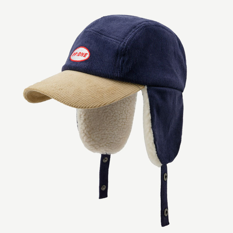 Winter Hat With Ear Flap Corduroy Baseball Cap