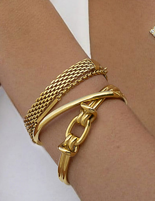 Trendy Gold Geometric Open Cuff Bracelet
