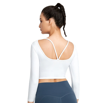 Long Sleeve Double-Sided Naked Sports Tights With Beautiful Back Yoga Clothes Sportswear