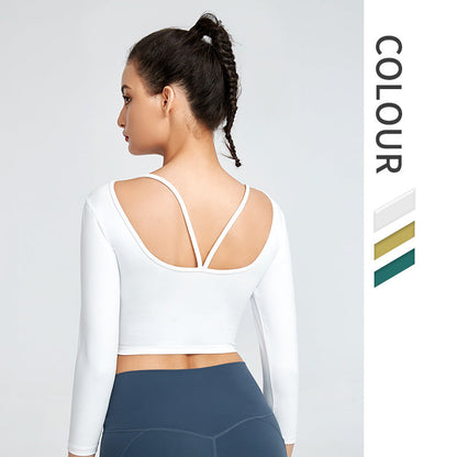 Long Sleeve Double-Sided Naked Sports Tights With Beautiful Back Yoga Clothes Sportswear
