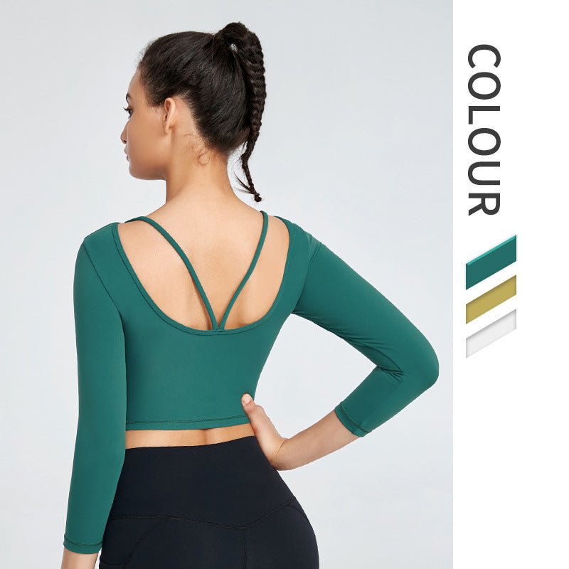 Long Sleeve Double-Sided Naked Sports Tights With Beautiful Back Yoga Clothes Sportswear
