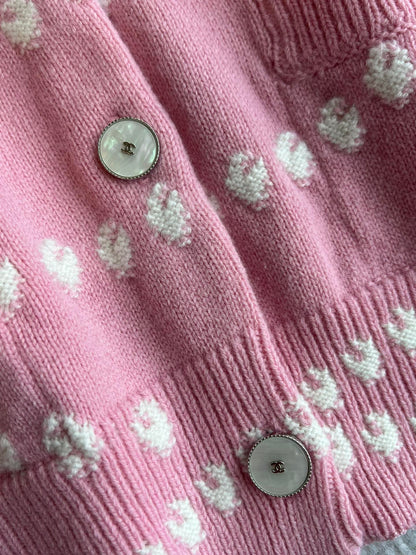 Chanel 25P Cardigan Pink Mix White Cashmere 229516