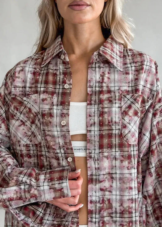 Oversized Plaid Shirt Soft Breathable Fabric
