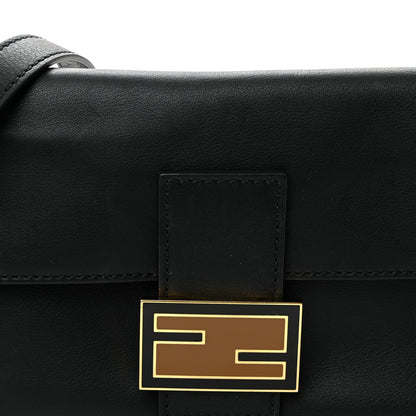 Vitello Flamingo Enamel Baguette Black