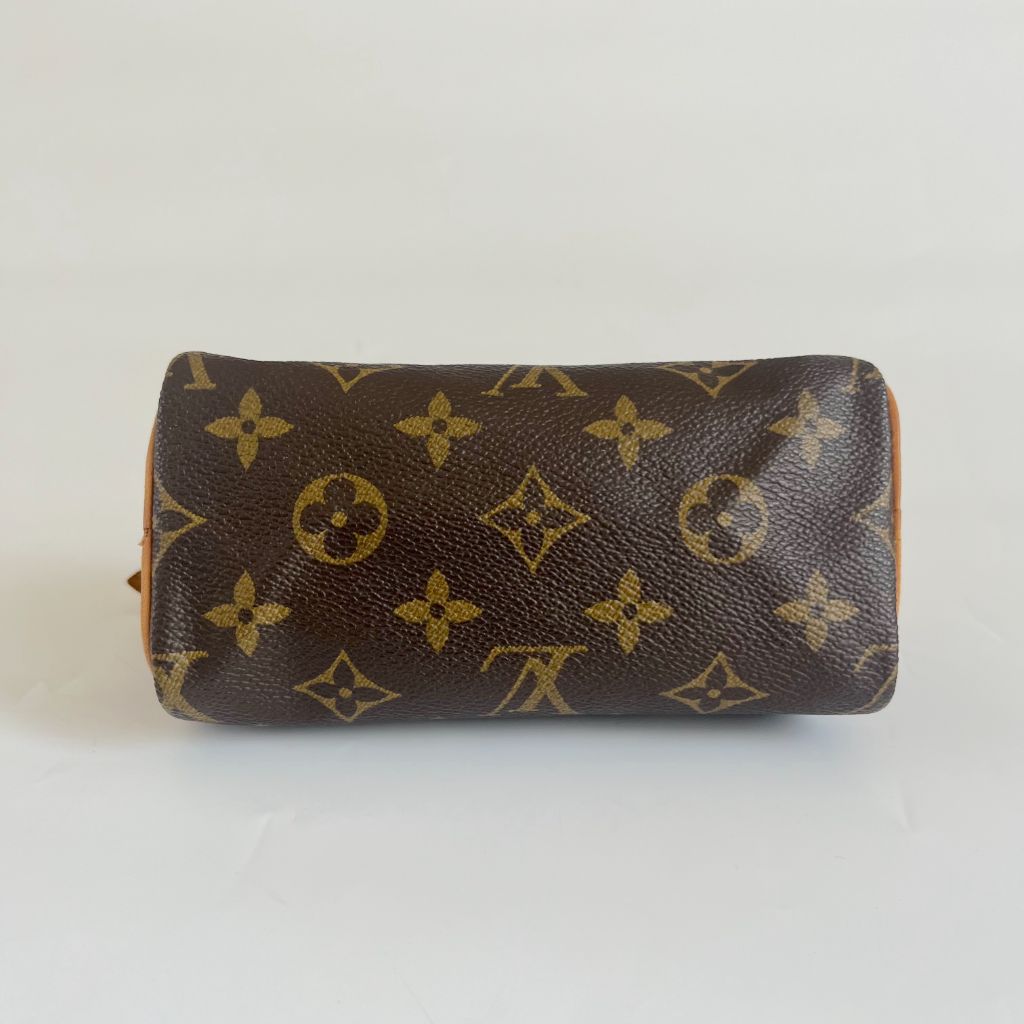 Louis Vuitton Brown Monogram Canvas Mini Speedy Shoulder Bag w Strap
