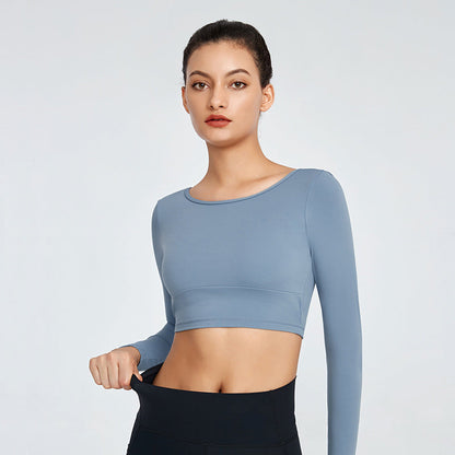 Tights Naked Long-Sleeved Yoga Top Sportswear Women'S Back Yoga Wea