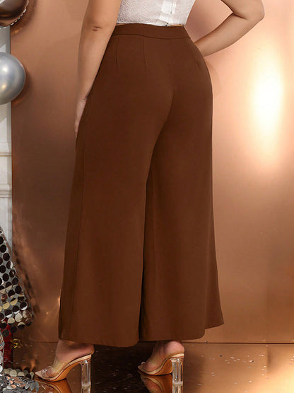Wide Leg Solid Color Casual Pants Bottoms Trousers