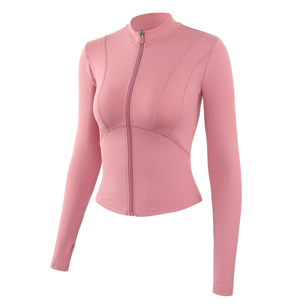 Nude Sports Coat Slim Yoga Suit Women'S Zipper Long Sleeve Fitness Top