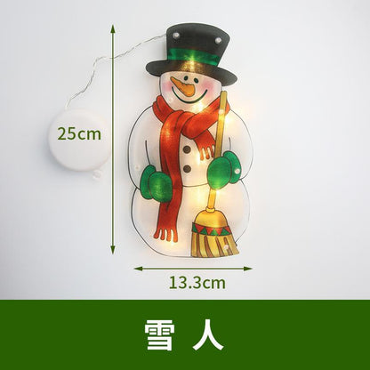Led Christmas Decoration Lights Santa Claus Snowman Elk Shape Window Suction Cup Lights Holiday Decoration