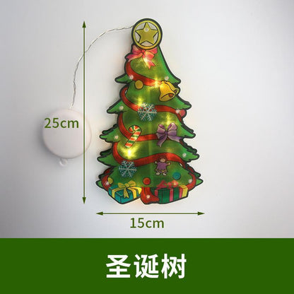 Led Christmas Decoration Lights Santa Claus Snowman Elk Shape Window Suction Cup Lights Holiday Decoration