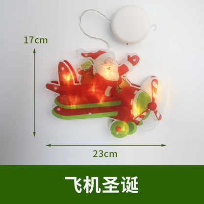 Led Christmas Decoration Lights Santa Claus Snowman Elk Shape Window Suction Cup Lights Holiday Decoration