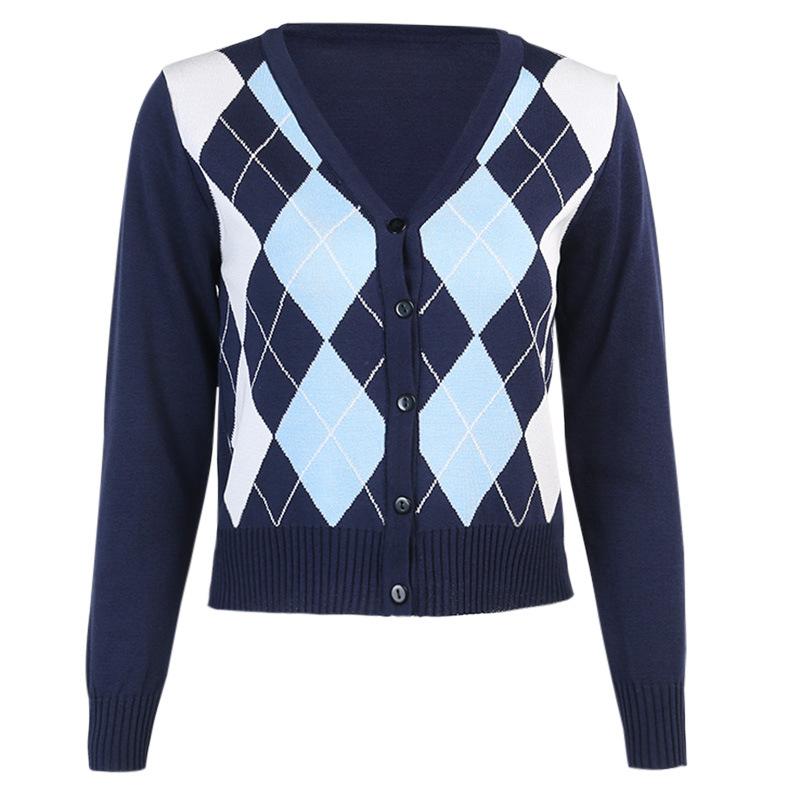 Autumn Fashion Casual 100-Neck V-Neck Linge Long-Sleeved Knitted Cardigan Sweater