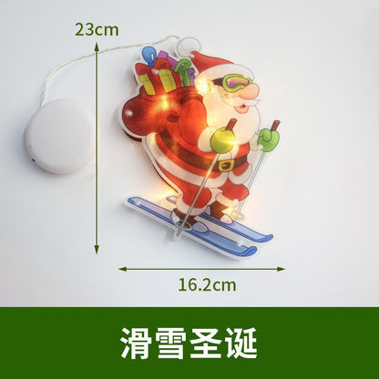 Led Christmas Decoration Lights Santa Claus Snowman Elk Shape Window Suction Cup Lights Holiday Decoration