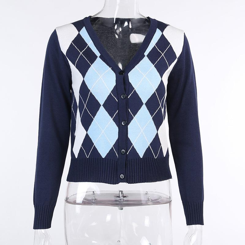 Autumn Fashion Casual 100-Neck V-Neck Linge Long-Sleeved Knitted Cardigan Sweater