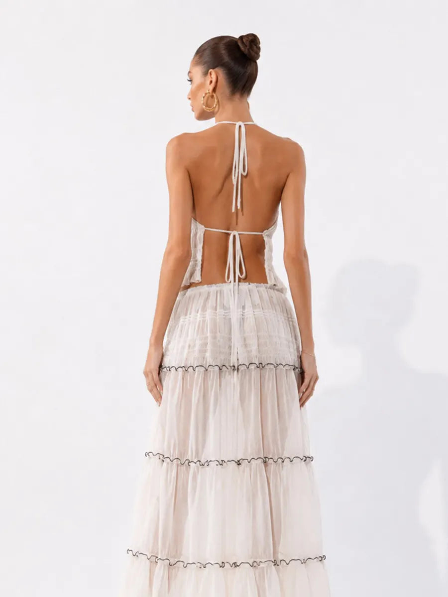 Sienna Sexy Sheer Mesh Maxi Skirt Set