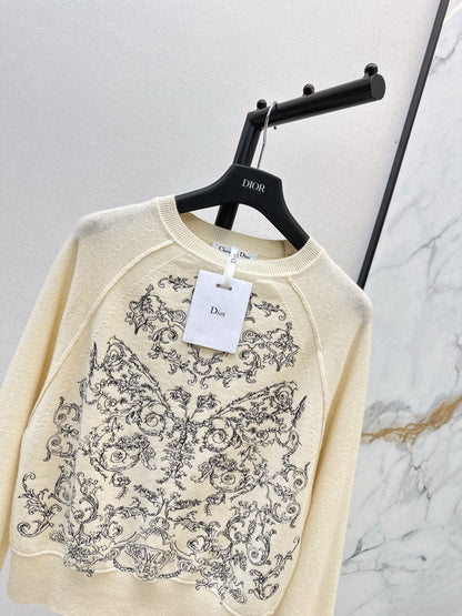 DIOR 25S FLORAL EMBROIDERED CASHMERE SWEATER 571
