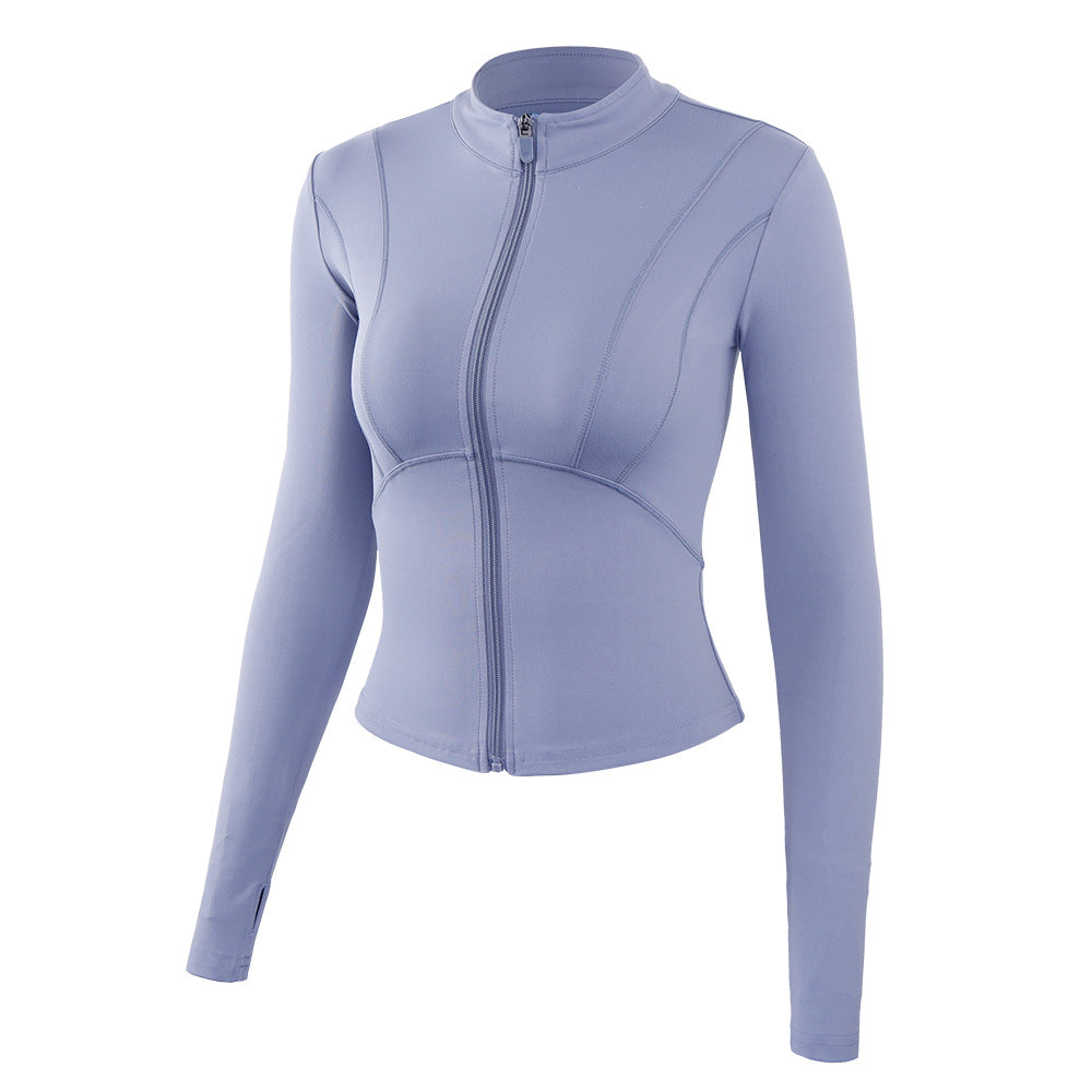 Nude Sports Coat Slim Yoga Suit Women'S Zipper Long Sleeve Fitness Top