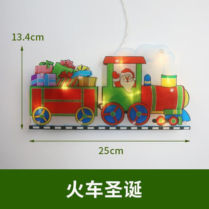 Led Christmas Decoration Lights Santa Claus Snowman Elk Shape Window Suction Cup Lights Holiday Decoration