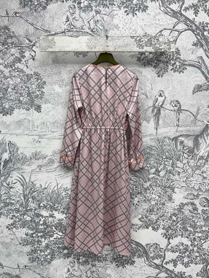GG Printed Silk Dress Pink Ready To Wear