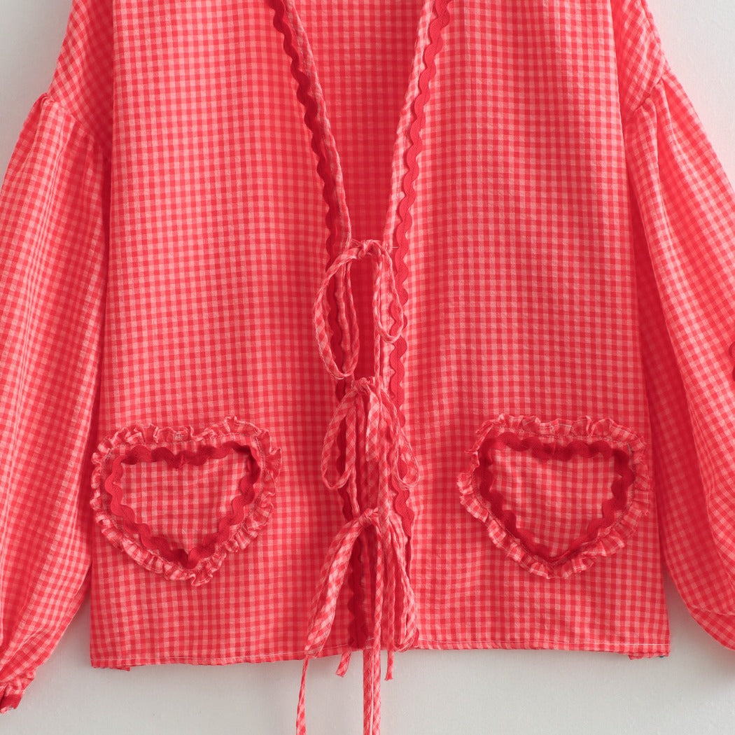 Crosa - Oversized Checkered Love Cardigan - Breezy Summer Cover-Up