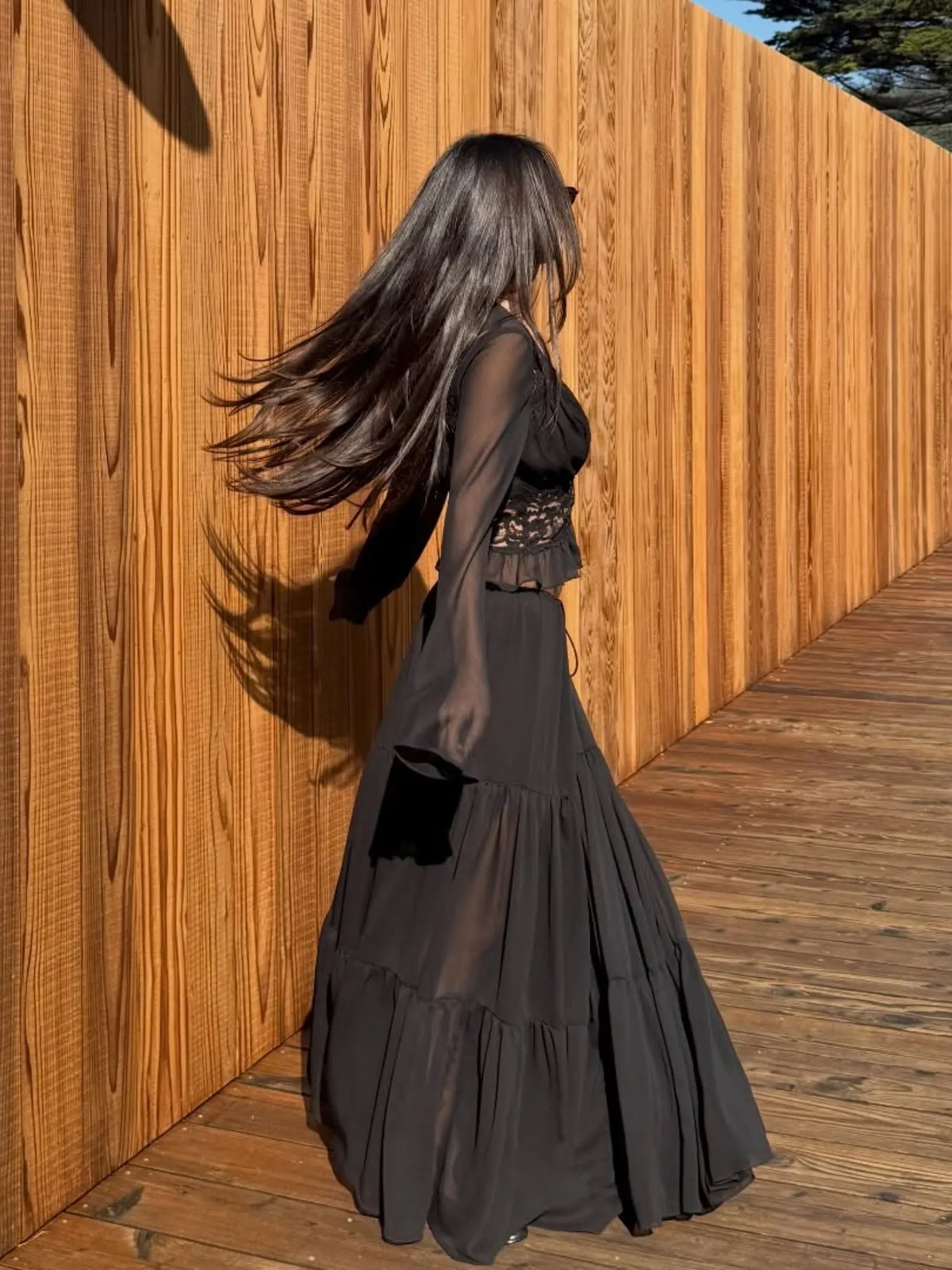 Selene Lace Chiffon Two-Piece Maxi Skirt Set