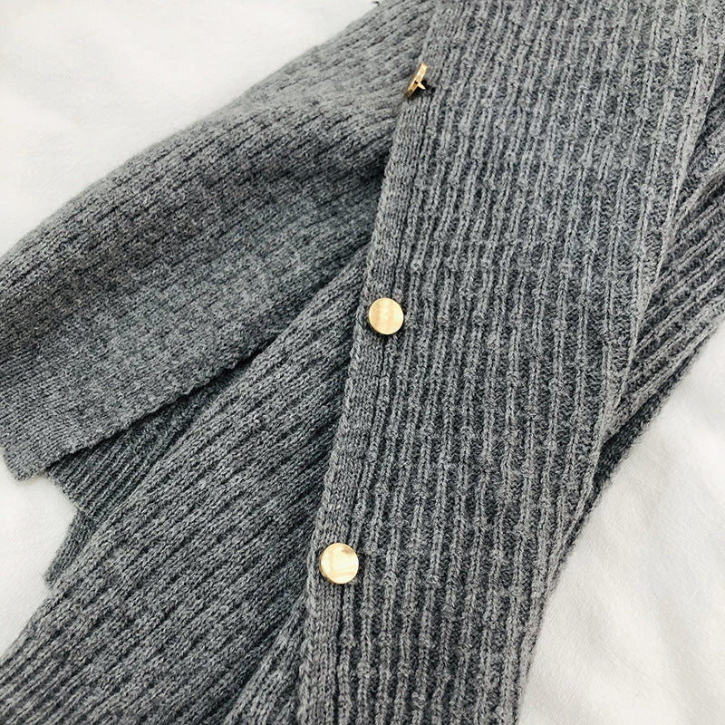Elegant Winter Cozy Knitted Button Cape Scarf