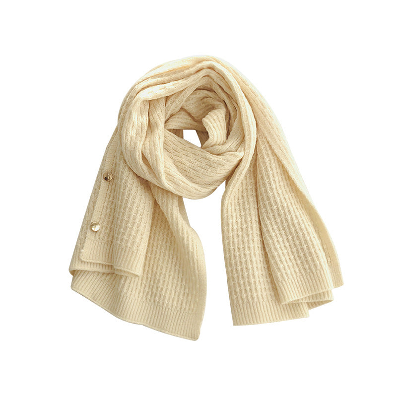 Elegant Winter Cozy Knitted Button Cape Scarf