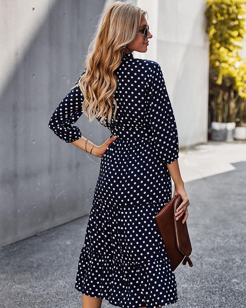 Original Design Innovative Women'S Spring/Summer 2021 Classic Wave Point Print Dress