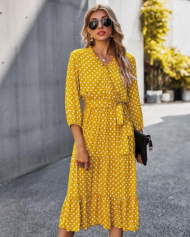Original Design Innovative Women'S Spring/Summer 2021 Classic Wave Point Print Dress
