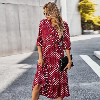 Original Design Innovative Women'S Spring/Summer 2021 Classic Wave Point Print Dress