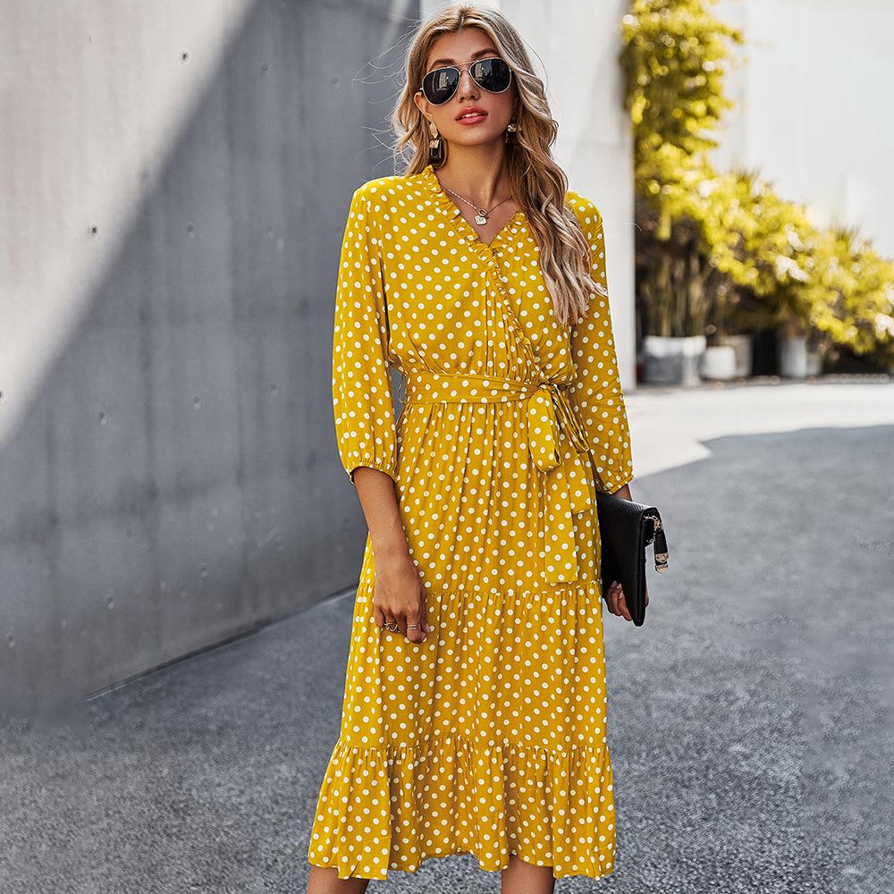 Original Design Innovative Women'S Spring/Summer 2021 Classic Wave Point Print Dress