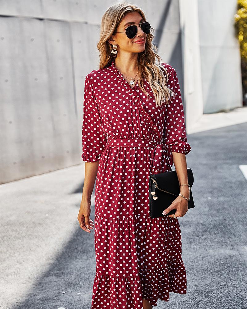 Original Design Innovative Women'S Spring/Summer 2021 Classic Wave Point Print Dress