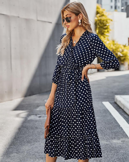 Original Design Innovative Women'S Spring/Summer 2021 Classic Wave Point Print Dress